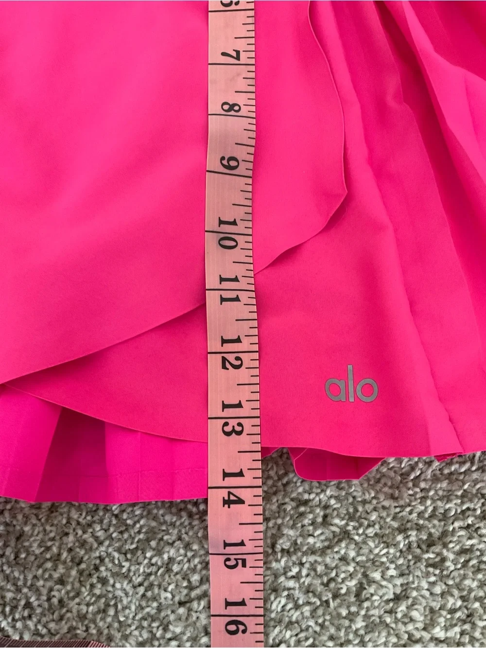 ALO Yoga Hot Pink Pleated Mini Skirt with Black Waistband